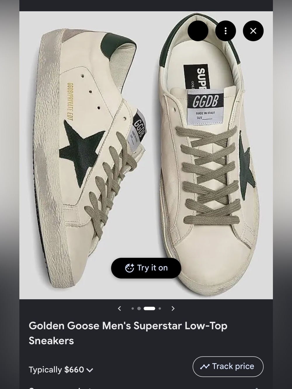 Golden Goose Off-White Sneakers with Dark Green Star